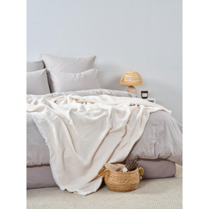 Покрывало-плед хлопковое "Молочно-айвори"