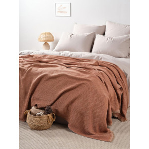 Покрывало-плед хлопковое "Коричнево-кофейный"