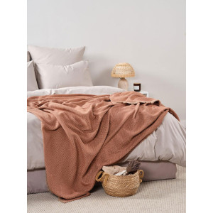 Покрывало-плед хлопковое "Коричнево-кофейный"