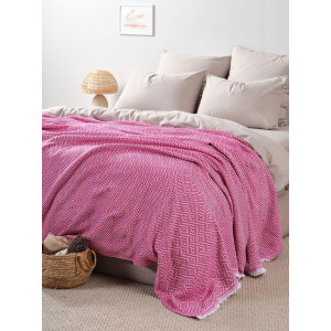 Покрывало-плед хлопковое "Малиновый"