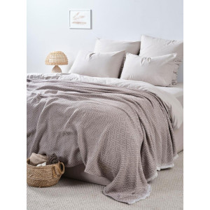 Покрывало-плед хлопковое "Серый"