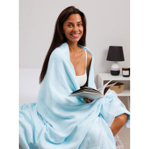 Покрывало-плед хлопковое "Голубой"