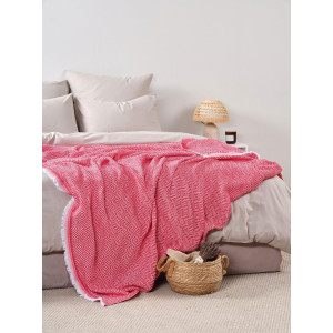 Покрывало-плед хлопковое "Красный"