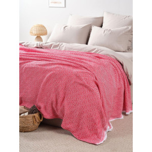 Покрывало-плед хлопковое "Красный"