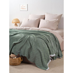 Покрывало-плед хлопковое "Зеленый"