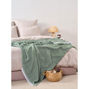 Покрывало-плед хлопковое "Зеленый"