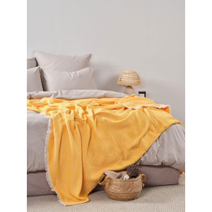 Покрывало-плед хлопковое "Оранжевый"