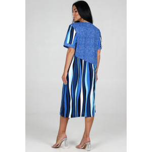 Платье женское "Каприз" ПлК-1544 кулирка (последний размер) полоса-волна голуб. 50,54 Платье женское "Каприз" ПлК-1544 кулирка (последний размер) полоса-волна голуб. 50,54