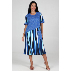 Платье женское "Каприз" ПлК-1544 кулирка (последний размер) полоса-волна голуб. 50,54 Платье женское "Каприз" ПлК-1544 кулирка (последний размер) полоса-волна голуб. 50,54