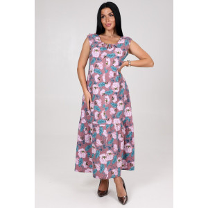 Платье женское "Барыня" ПлК-235 кулирка (последний размер) розы на брусн. 48 Платье женское "Барыня" ПлК-235 кулирка (последний размер) розы на брусн. 48