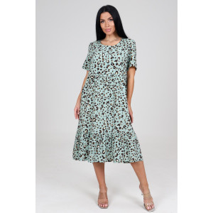 Платье женское ПлШ-2168 штапель (последний размер) леопард на оливке 54,56