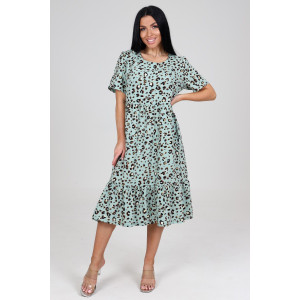 Платье женское ПлШ-2168 штапель (последний размер) леопард на оливке 54,56