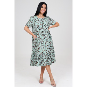 Платье женское ПлШ-2168 штапель (последний размер) леопард на оливке 54,56