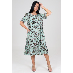 Платье женское ПлШ-2168 штапель (последний размер) леопард на оливке 54,56