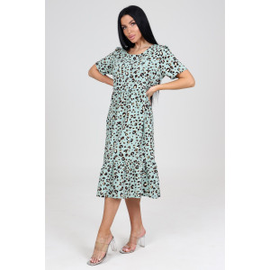 Платье женское ПлШ-2168 штапель (последний размер) леопард на оливке 54,56