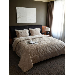 Набор для спальни покрывало+наволочки велюр "Light Taupe"