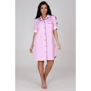 Халат женский "Мила" ХК-1962 кулирка (последний размер) розово-белая полоса 54