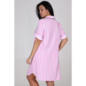 Халат женский "Мила" ХК-1962 кулирка (последний размер) розово-белая полоса 54