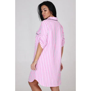 Халат женский "Мила" ХК-1962 кулирка (последний размер) розово-белая полоса 54