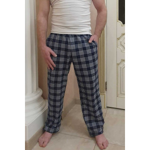 Брюки мужские БК-1439 кулирка (последний размер) т.син.с бел.клетк. 48