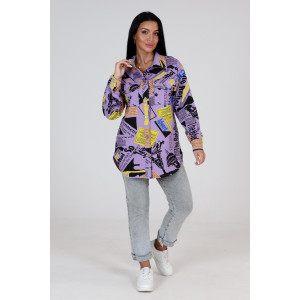 Жакет женский ЖФ-51 футер (последний размер) сирень с желтым 50,54,58