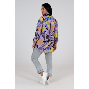 Жакет женский ЖФ-51 футер (последний размер) сирень с желтым 50,54,58