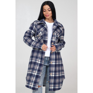 Жакет женский ЖФ-1888 футер с начесом (последний размер) клетка т.син с беж. 48,54