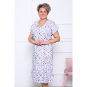 Сорочка женская "Натали Р-3" кулирка (последний размер) цветочки на розовом 66