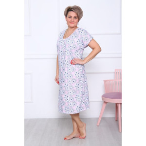 Сорочка женская "Натали Р-3" кулирка (последний размер) цветочки на розовом 66