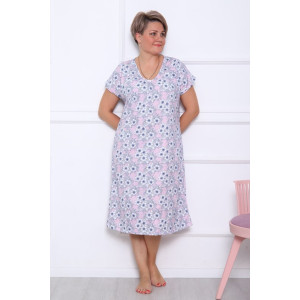 Сорочка женская "Натали Р-3" кулирка (последний размер) цветочки на розовом 66