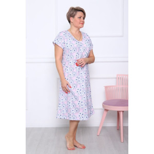 Сорочка женская "Натали Р-3" кулирка (последний размер) цветочки на розовом 66