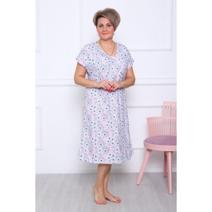 Сорочка женская "Натали Р-3" кулирка (последний размер) цветочки на розовом 66