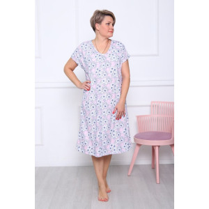 Сорочка женская "Натали Р-3" кулирка (последний размер) цветочки на розовом 66