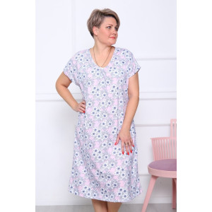 Сорочка женская "Натали Р-3" кулирка (последний размер) цветочки на розовом 66