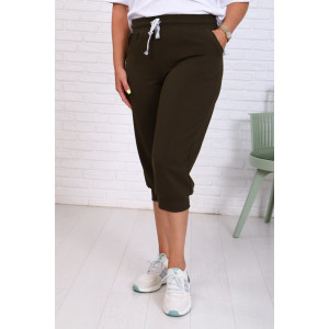 Бриджи женские "Ричи" футер 2-х нитка (последний размер) хаки 54