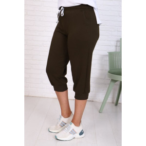 Бриджи женские "Ричи" футер 2-х нитка (последний размер) хаки 54