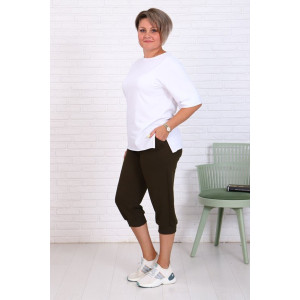 Бриджи женские "Ричи" футер 2-х нитка (последний размер) хаки 54