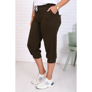 Бриджи женские "Ричи" футер 2-х нитка (последний размер) хаки 54