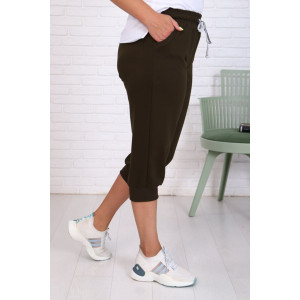 Бриджи женские "Ричи" футер 2-х нитка (последний размер) хаки 54