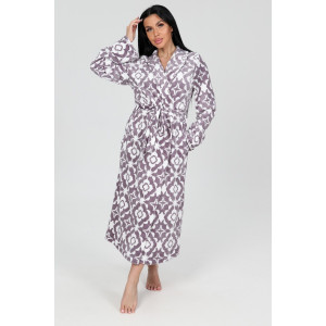 Халат женский ХВФ-224 велсофт (р-ры: 48-58) лаванда-орнамент