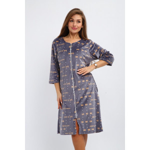 Халат женский №194 стрейч велюр (р-ры: 48-58) серый