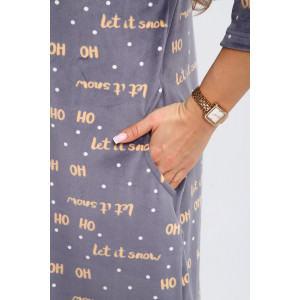 Халат женский №194 стрейч велюр (р-ры: 48-58) серый