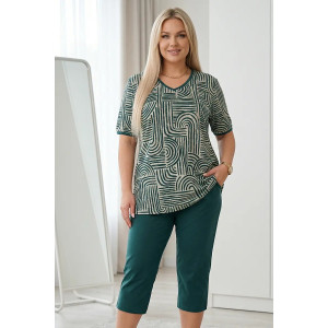 Костюм двойка женский "Арина" кулирка (р-ры: 50-60) зеленый