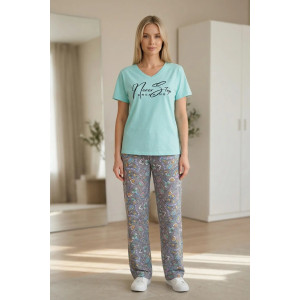 Пижама женская "Фиеста" кулирка (р-ры: 48-58) мята