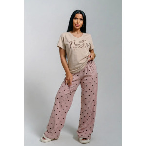 Пижама женская "Фиеста" кулирка (р-ры: 48-58) крем