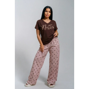 Пижама женская "Фиеста" кулирка (р-ры: 48-58) шоколад