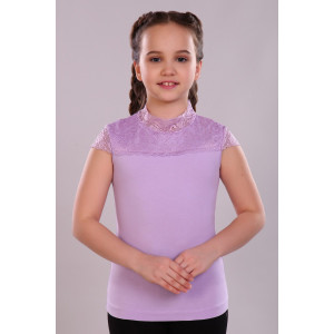 Блузка школьная №13151 "Надежда" кулирка с лайкрой (р-ры: 122-164) светло-сиреневый