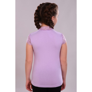 Блузка школьная №13151 "Надежда" кулирка с лайкрой (р-ры: 122-164) светло-сиреневый