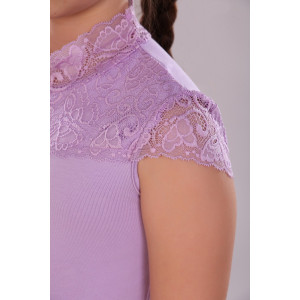 Блузка школьная №13151 "Надежда" кулирка с лайкрой (р-ры: 122-164) светло-сиреневый