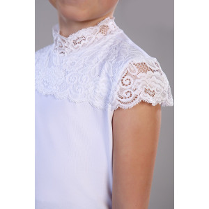 Блузка школьная №13151 "Надежда" кулирка с лайкрой (р-ры: 122-164) белый